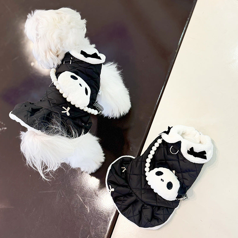 KFX-0311101 Cotton-Padded Classic Look Panda Pullover Dress for Pets, Available in Multiple Sizes