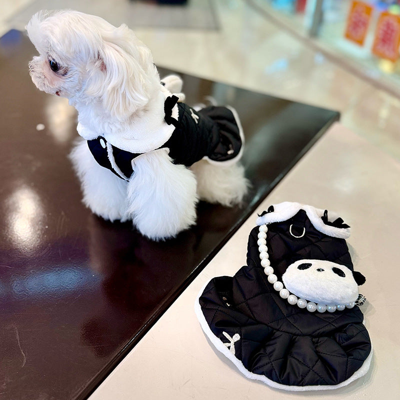KFX-0311101 Cotton-Padded Classic Look Panda Pullover Dress for Pets, Available in Multiple Sizes