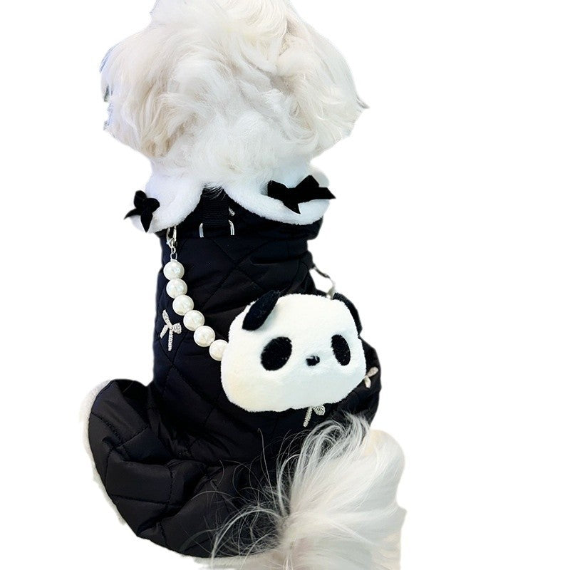 KFX-0311101 Cotton-Padded Classic Look Panda Pullover Dress for Pets, Available in Multiple Sizes