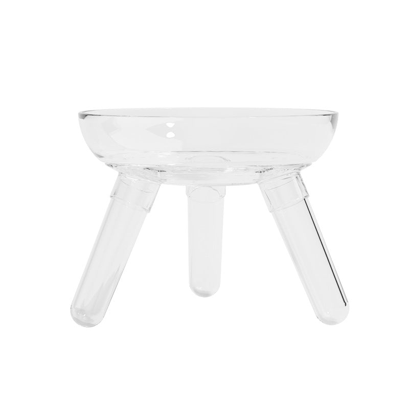 KFX-0311613 Anti-Knock Transparent Glass Pet Feeding Bowl for Cats and Dogs - Stable Design, Available in Multiple Colors