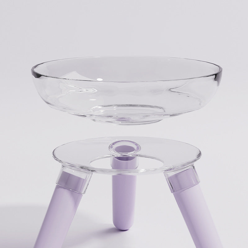 KFX-0311613 Anti-Knock Transparent Glass Pet Feeding Bowl for Cats and Dogs - Stable Design, Available in Multiple Colors
