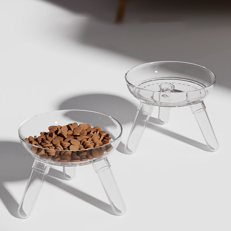 KFX-0311613 Anti-Knock Transparent Glass Pet Feeding Bowl for Cats and Dogs - Stable Design, Available in Multiple Colors