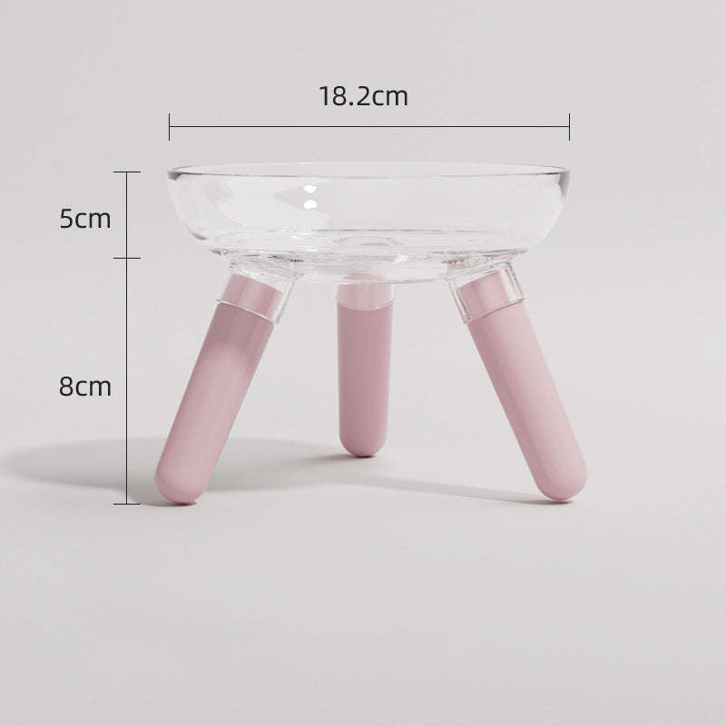 KFX-0311613 Anti-Knock Transparent Glass Pet Feeding Bowl for Cats and Dogs - Stable Design, Available in Multiple Colors