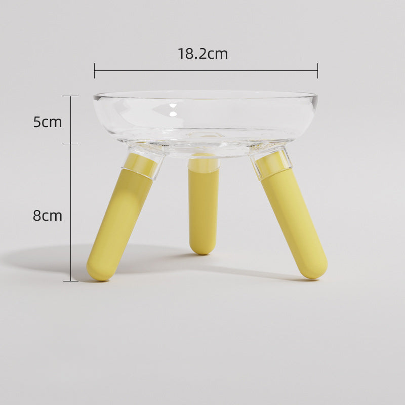KFX-0311613 Anti-Knock Transparent Glass Pet Feeding Bowl for Cats and Dogs - Stable Design, Available in Multiple Colors