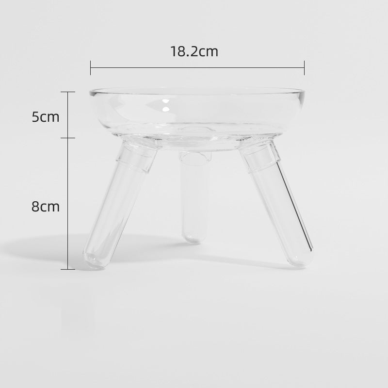 KFX-0311613 Anti-Knock Transparent Glass Pet Feeding Bowl for Cats and Dogs - Stable Design, Available in Multiple Colors