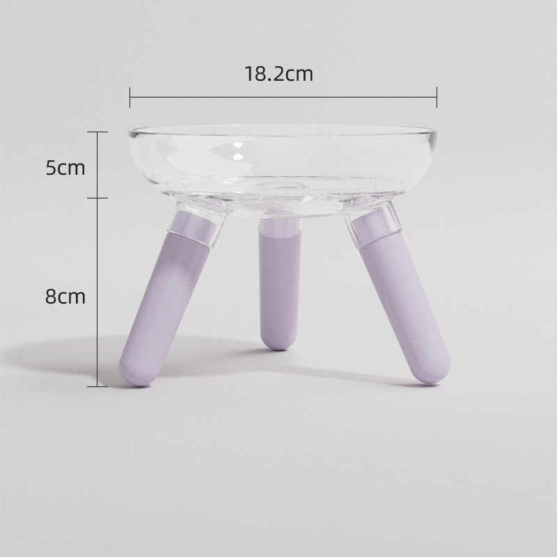 KFX-0311613 Anti-Knock Transparent Glass Pet Feeding Bowl for Cats and Dogs - Stable Design, Available in Multiple Colors