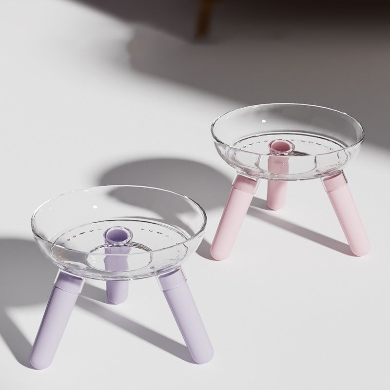 KFX-0311613 Anti-Knock Transparent Glass Pet Feeding Bowl for Cats and Dogs - Stable Design, Available in Multiple Colors