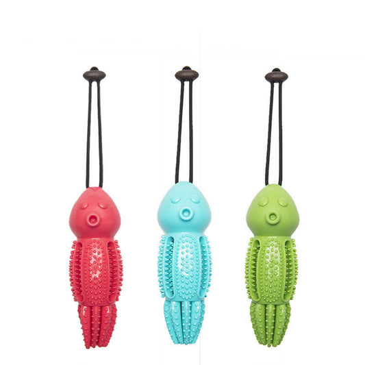 KFX-0312253 Molar Cleaning Octopus Toy for Dogs - Pet Dental Care Device in Red, Blue, Green