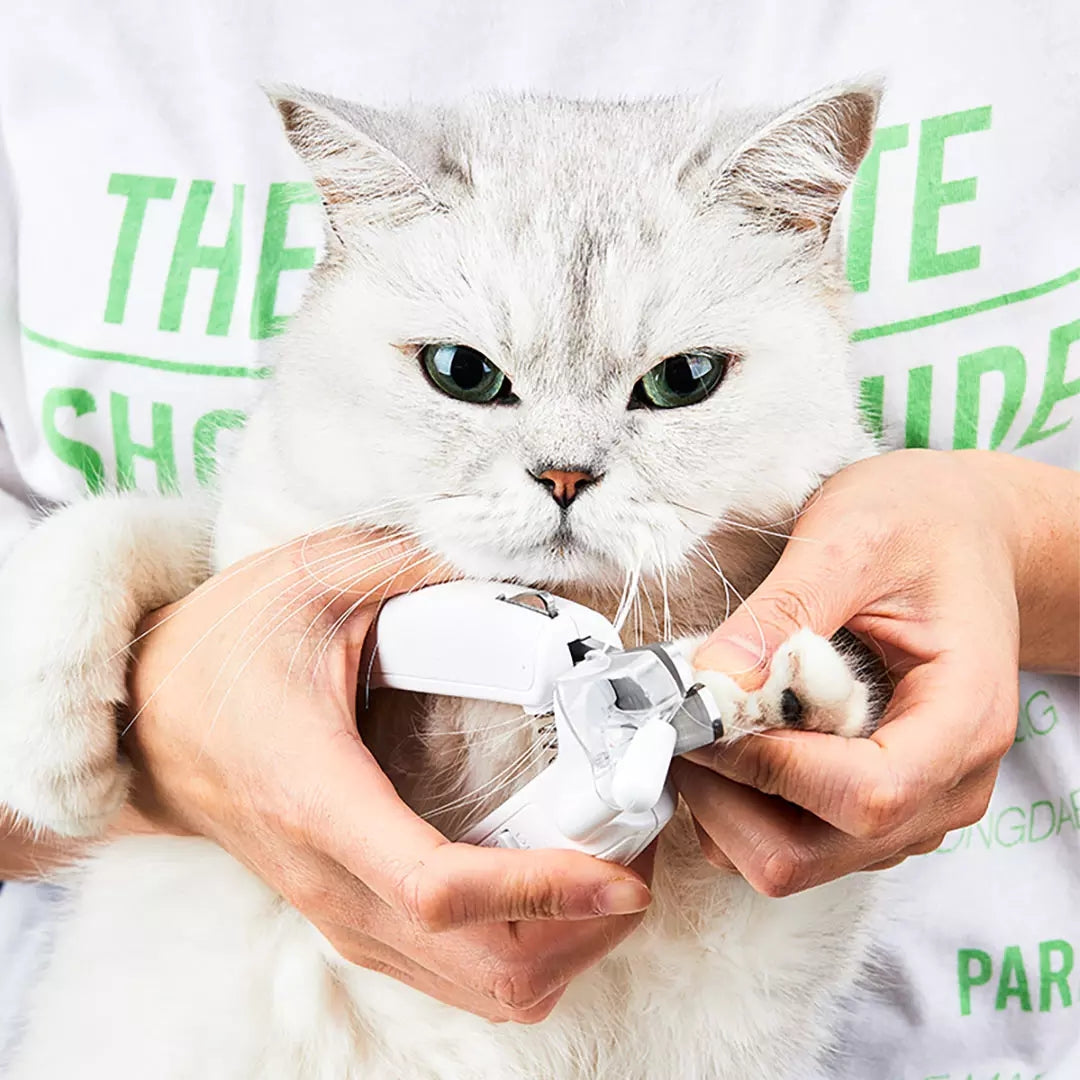 KFX-0312893 LED Pet Nail Clipper with Hidden File - Stainless Steel Blade and Transparent Baffle Design