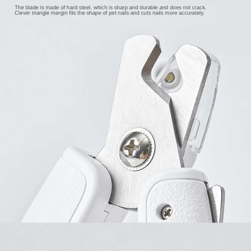 KFX-0312893 LED Pet Nail Clipper with Hidden File - Stainless Steel Blade and Transparent Baffle Design