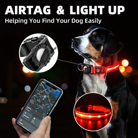 KFX-0313405 Waterproof Nylon Pet Collar with LED Light Beads - Multiple Colors and Sizes Available