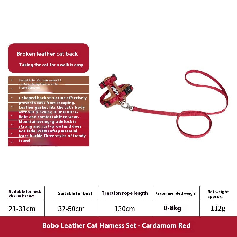 KFX-0314045 Cat Chest and Back Harness Leash Set - Reflective Nylon Options in Various Colors