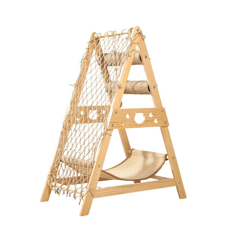 KFX-0314685 Sisal Cat Scratching Column and Climbing Frame with Solid Wood Design