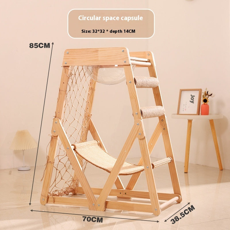 KFX-0314685 Sisal Cat Scratching Column and Climbing Frame with Solid Wood Design