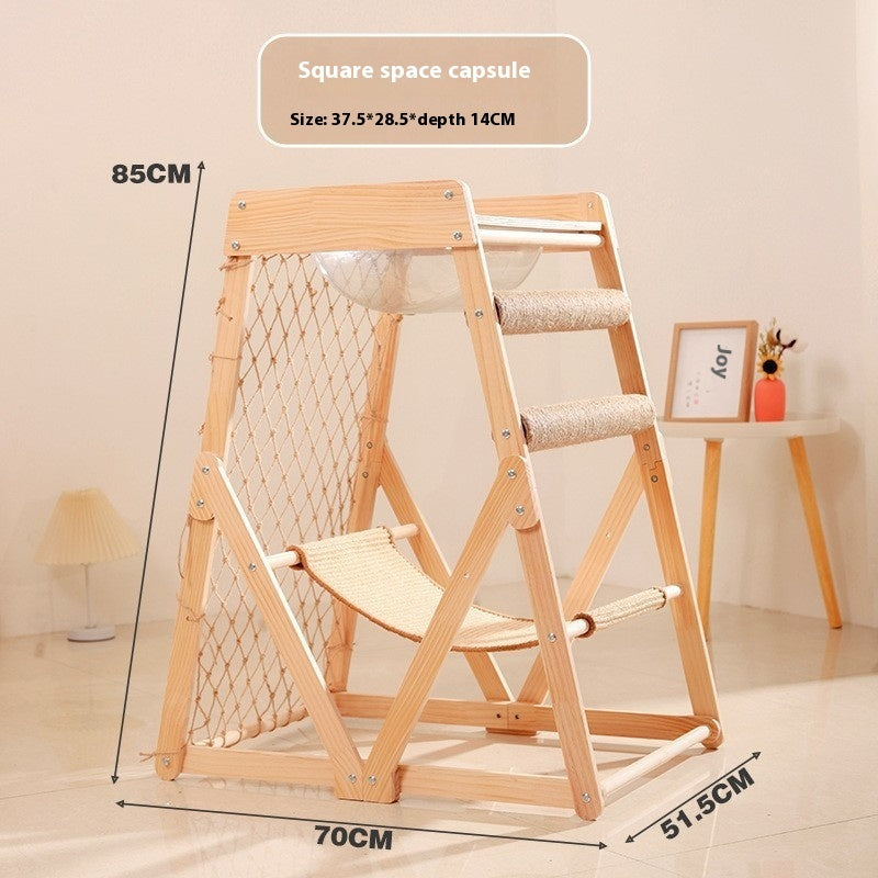 KFX-0314685 Sisal Cat Scratching Column and Climbing Frame with Solid Wood Design