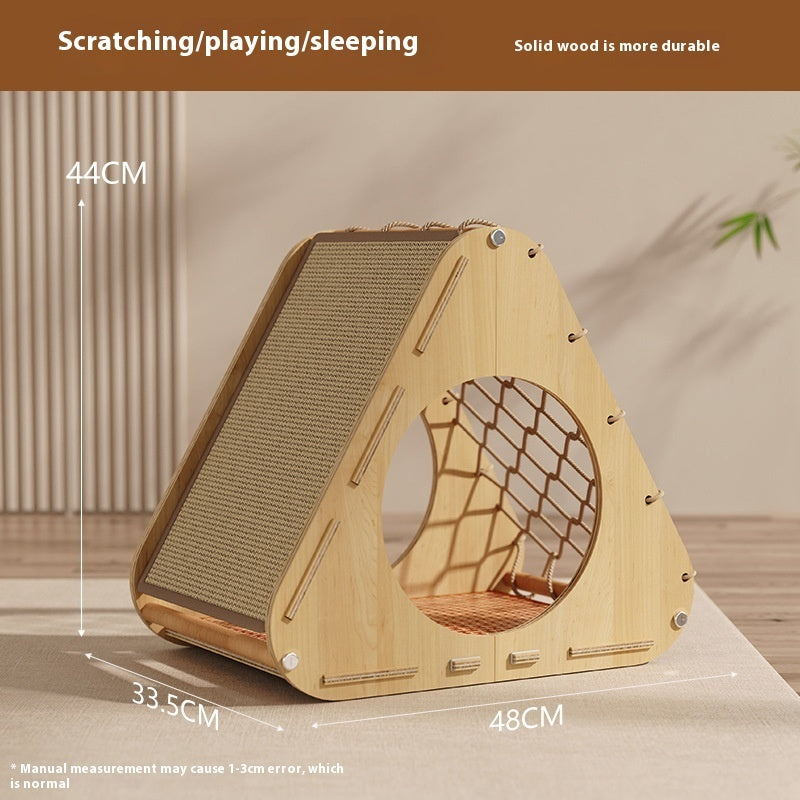 KFX-0314685 Sisal Cat Scratching Column and Climbing Frame with Solid Wood Design