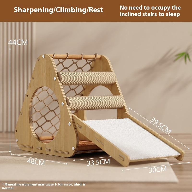 KFX-0314685 Sisal Cat Scratching Column and Climbing Frame with Solid Wood Design