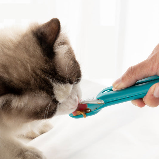 KFX-0315197 Cat Spoon Feeder with Silicone Seal for Easy Pet Food Serving