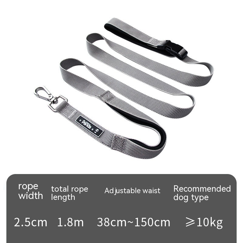 KFX-0316989 Multi-Functional Nylon Dog Leash in Light and Dark Grey