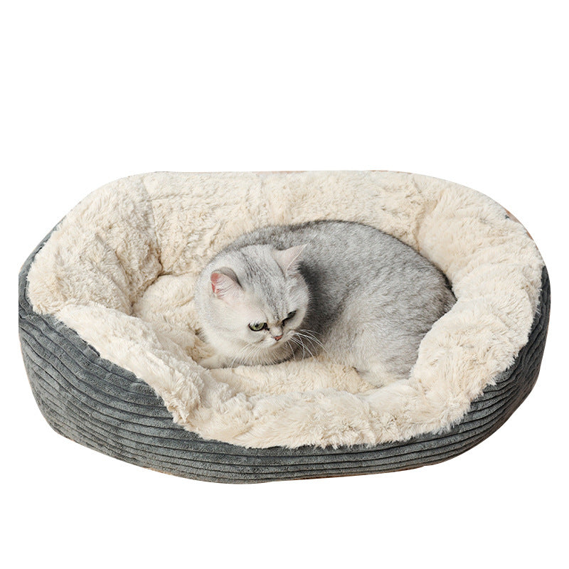 KFX-0317245 Plush Oval Kennel Mat for Cats and Dogs – Cozy Winter Sleeping Solution