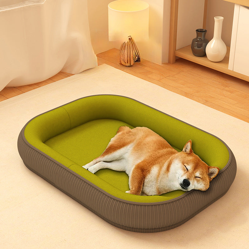 KFX-0319037 Spacious Corduroy and Fleece Dog Kennel for Medium to Large Dogs and Cats - Easy to Clean and Disassemble for All Seasons