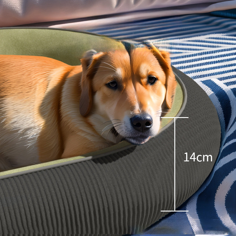KFX-0319037 Spacious Corduroy and Fleece Dog Kennel for Medium to Large Dogs and Cats - Easy to Clean and Disassemble for All Seasons