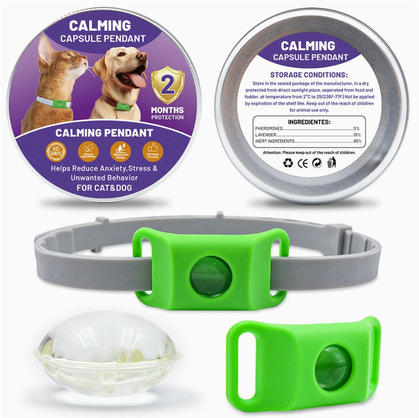 KFX-0319165 Pet Calm Anti-Stress Buckle for Dogs and Cats with Soothing Capsules and Silicone Stabilization Rings - Purple and Green Options Available
