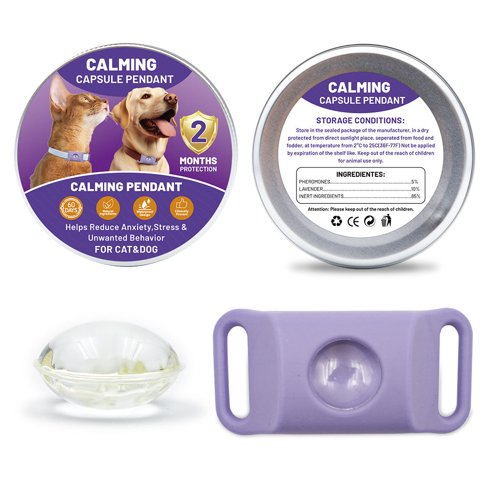 KFX-0319165 Pet Calm Anti-Stress Buckle for Dogs and Cats with Soothing Capsules and Silicone Stabilization Rings - Purple and Green Options Available