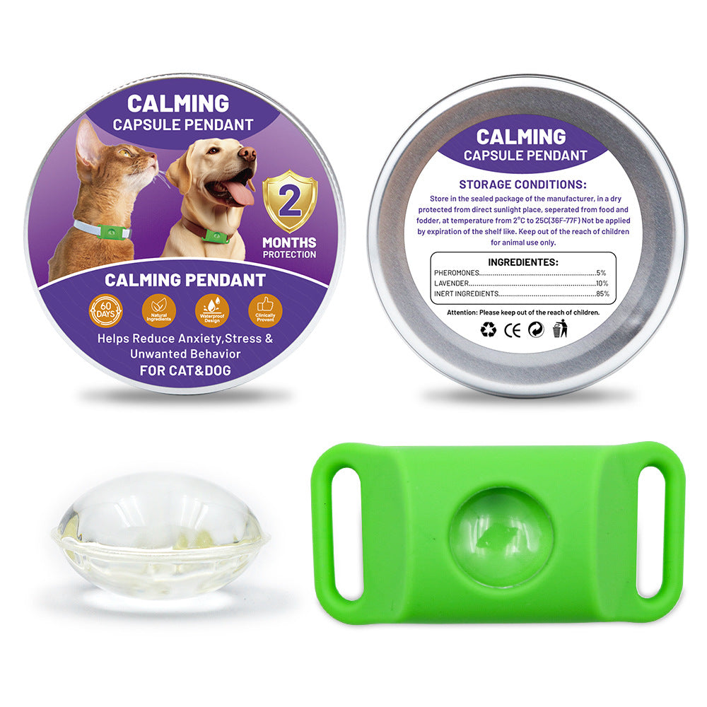 KFX-0319165 Pet Calm Anti-Stress Buckle for Dogs and Cats with Soothing Capsules and Silicone Stabilization Rings - Purple and Green Options Available