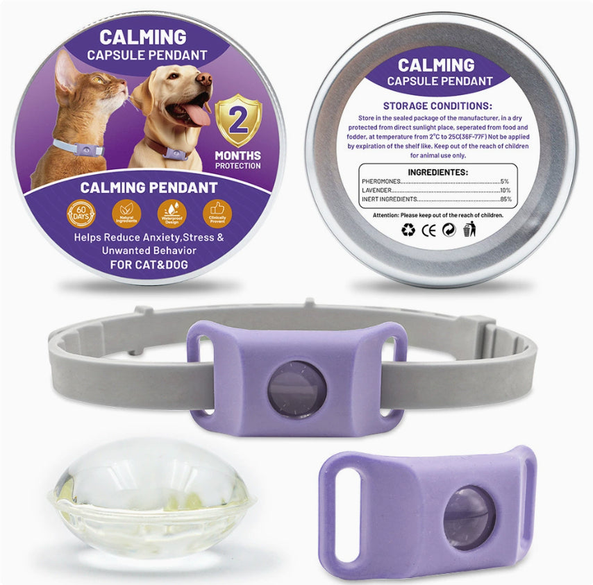 KFX-0319165 Pet Calm Anti-Stress Buckle for Dogs and Cats with Soothing Capsules and Silicone Stabilization Rings - Purple and Green Options Available