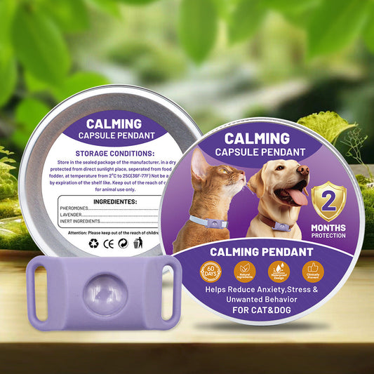 KFX-0319165 Pet Calm Anti-Stress Buckle for Dogs and Cats with Soothing Capsules and Silicone Stabilization Rings - Purple and Green Options Available