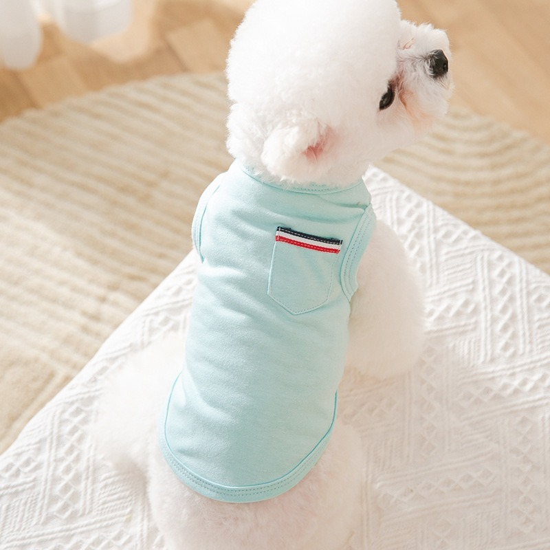 KFX-0319549 Casual Cotton Vest for Small Dogs in Yellow, Gray, and Green - Various Sizes Available
