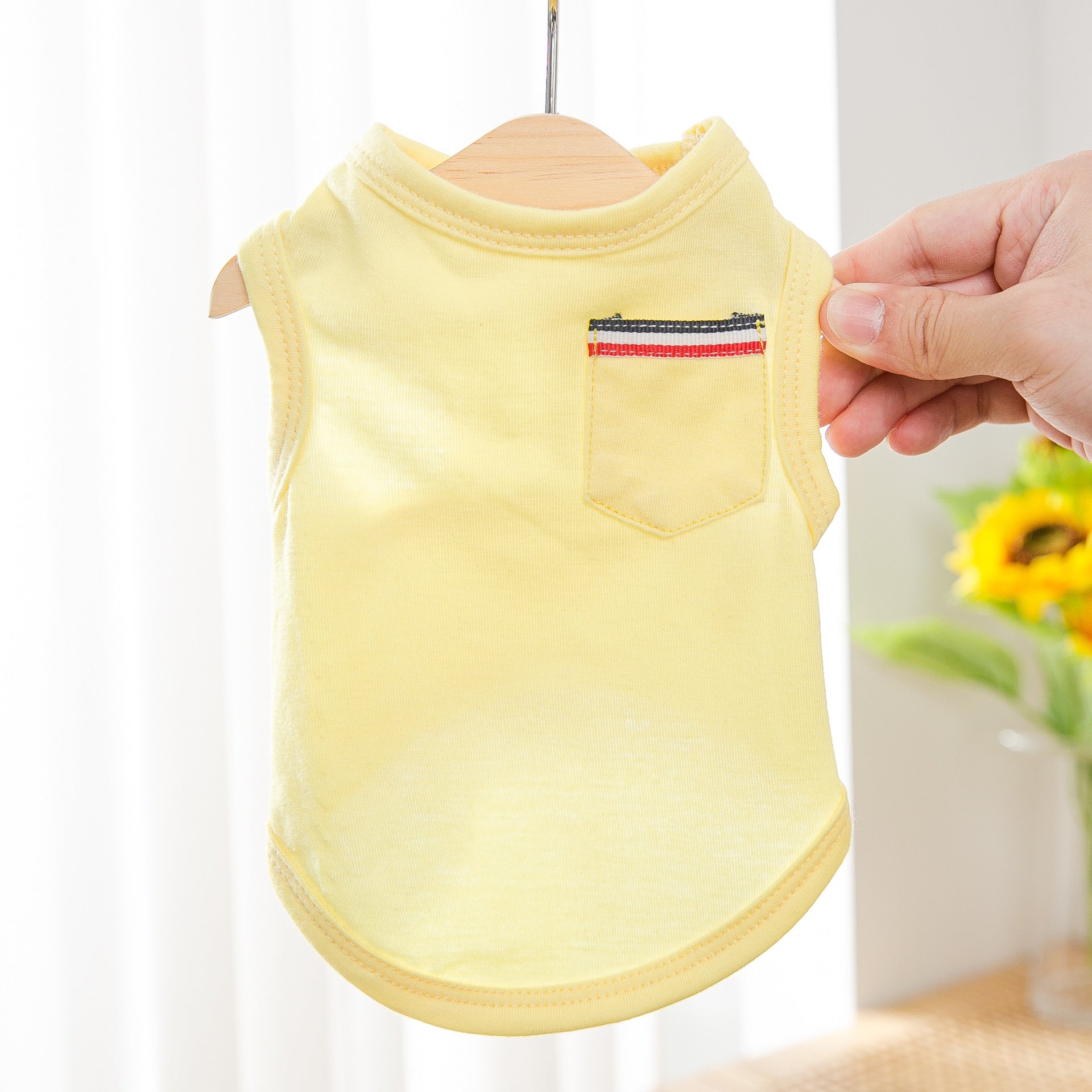 KFX-0319549 Casual Cotton Vest for Small Dogs in Yellow, Gray, and Green - Various Sizes Available