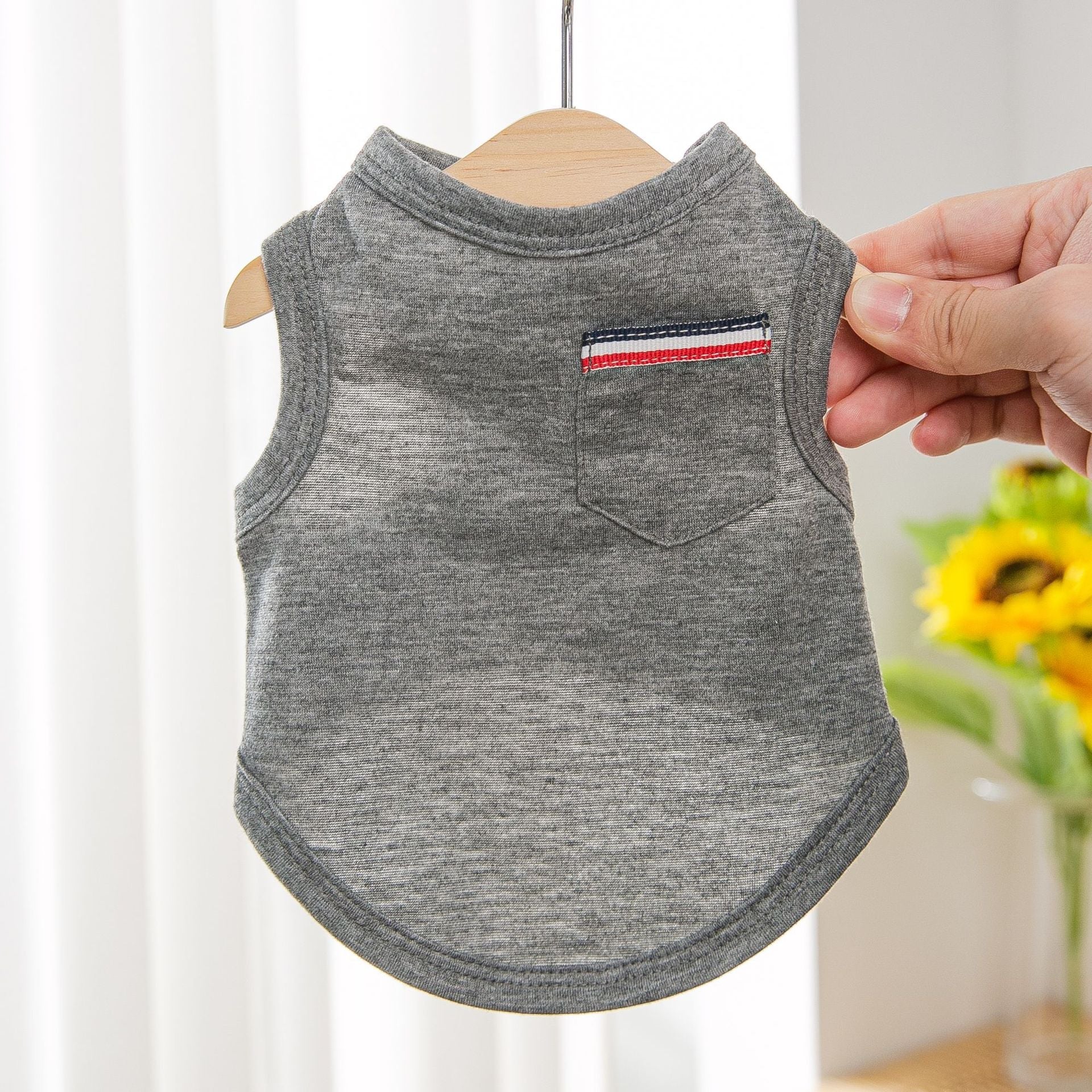KFX-0319549 Casual Cotton Vest for Small Dogs in Yellow, Gray, and Green - Various Sizes Available