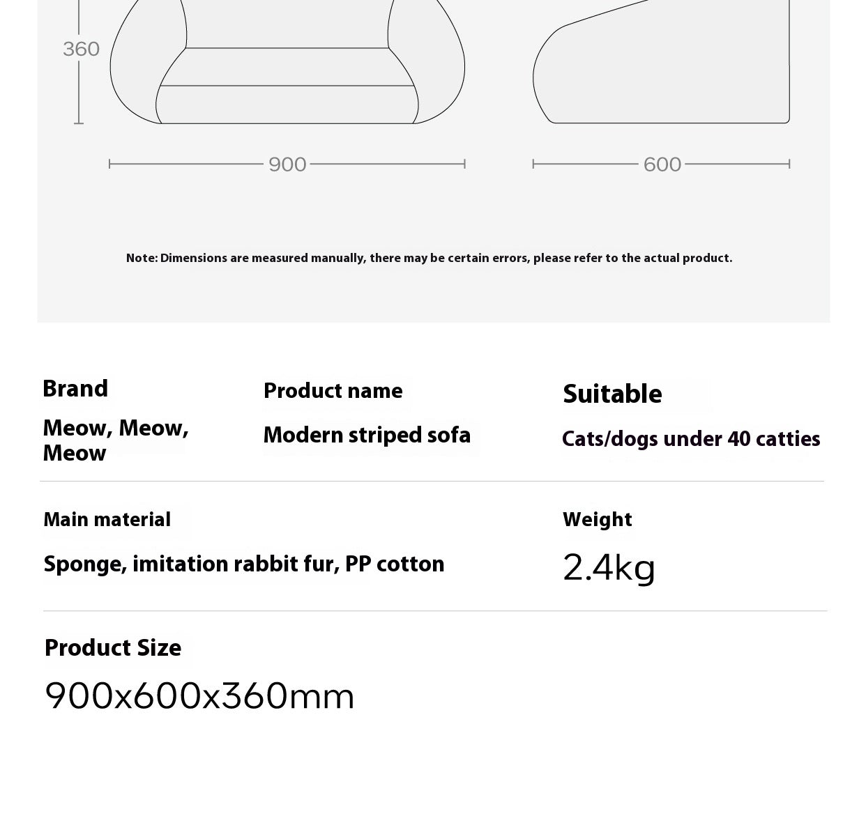 KFX-0321213 Cozy Removable and Washable Cat and Dog Sofa Nest Bed with Memory Foam and Moisture-Proof Base