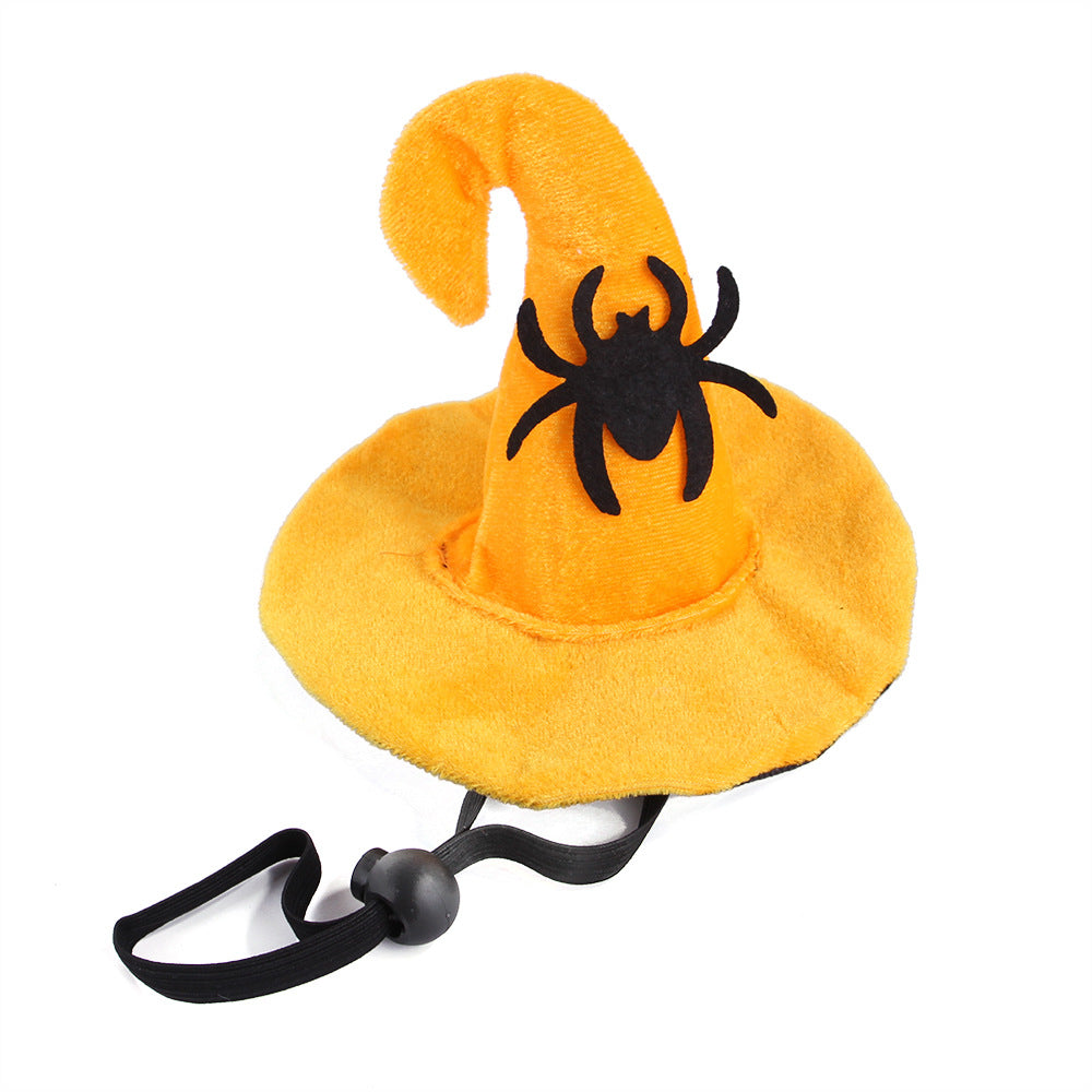 KFX-0321981 Pet Cat Pumpkin Hat for Halloween - Adjustable Cloth Headgear with Embossed Design