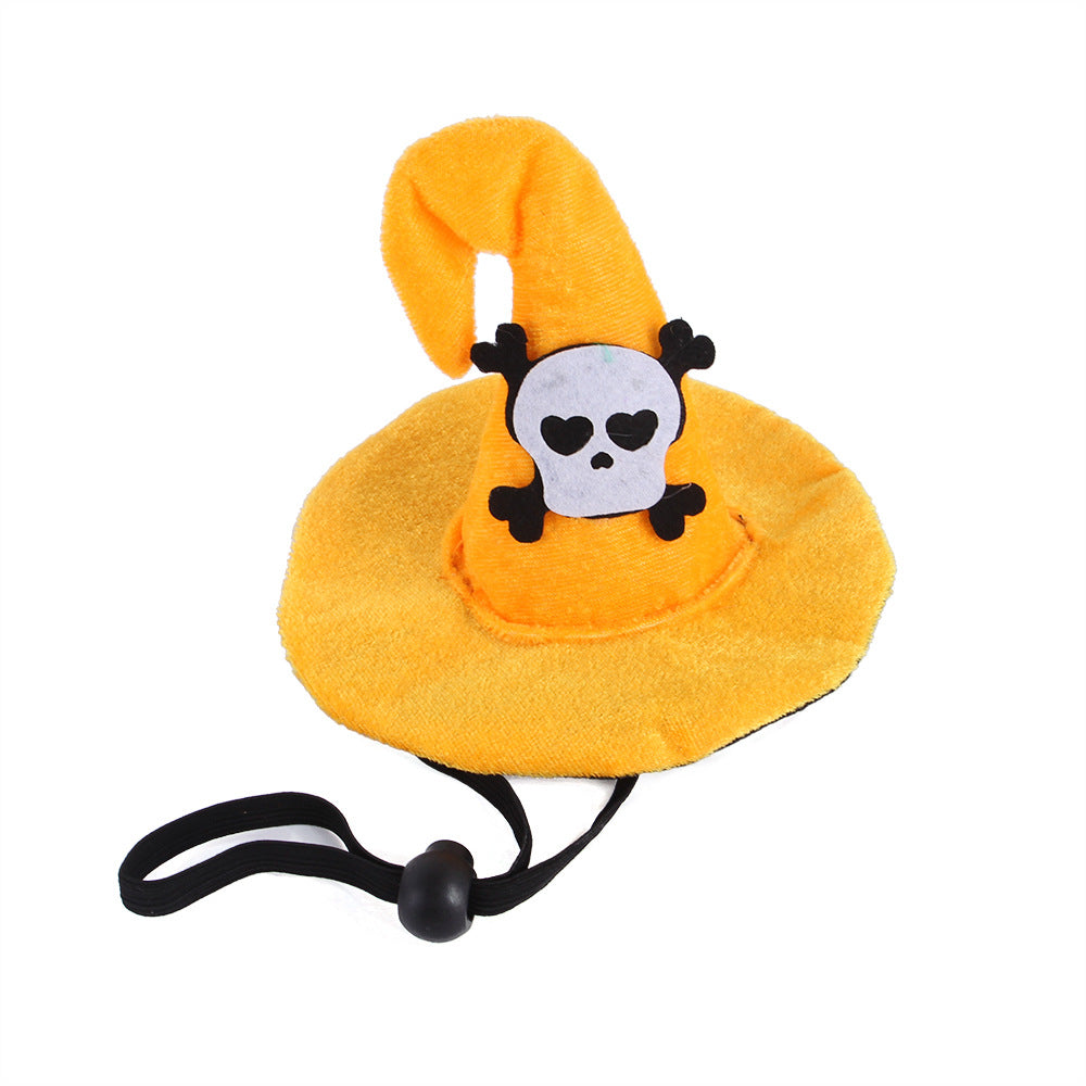 KFX-0321981 Pet Cat Pumpkin Hat for Halloween - Adjustable Cloth Headgear with Embossed Design