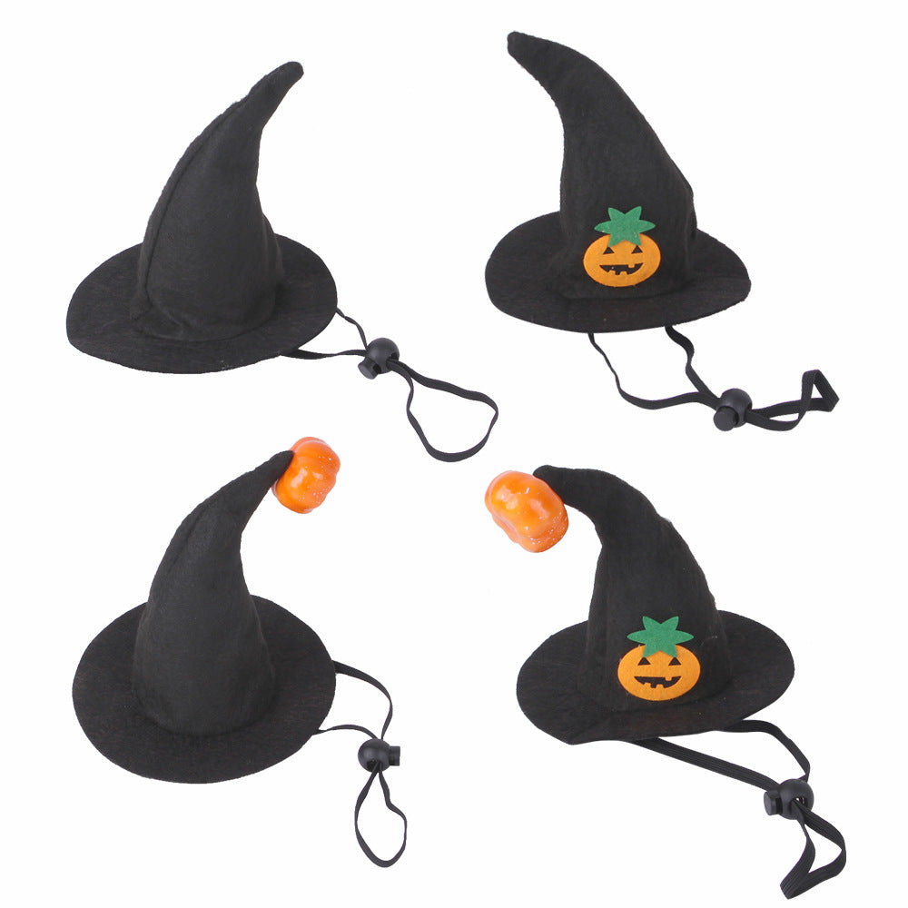 KFX-0321981 Pet Cat Pumpkin Hat for Halloween - Adjustable Cloth Headgear with Embossed Design
