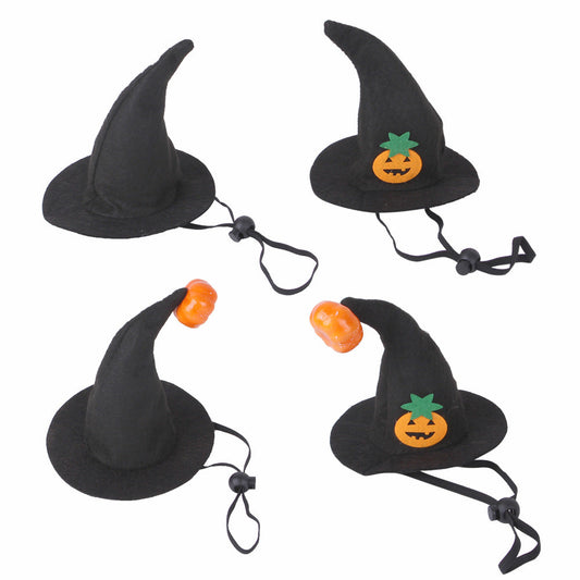 KFX-0321981 Pet Cat Pumpkin Hat for Halloween - Adjustable Cloth Headgear with Embossed Design