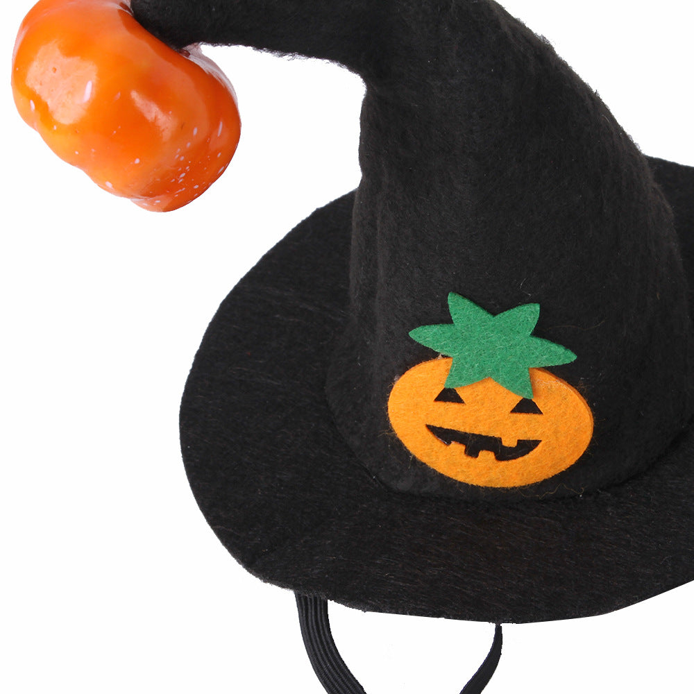 KFX-0321981 Pet Cat Pumpkin Hat for Halloween - Adjustable Cloth Headgear with Embossed Design