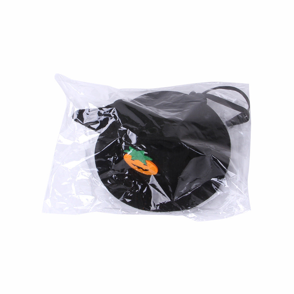KFX-0321981 Pet Cat Pumpkin Hat for Halloween - Adjustable Cloth Headgear with Embossed Design