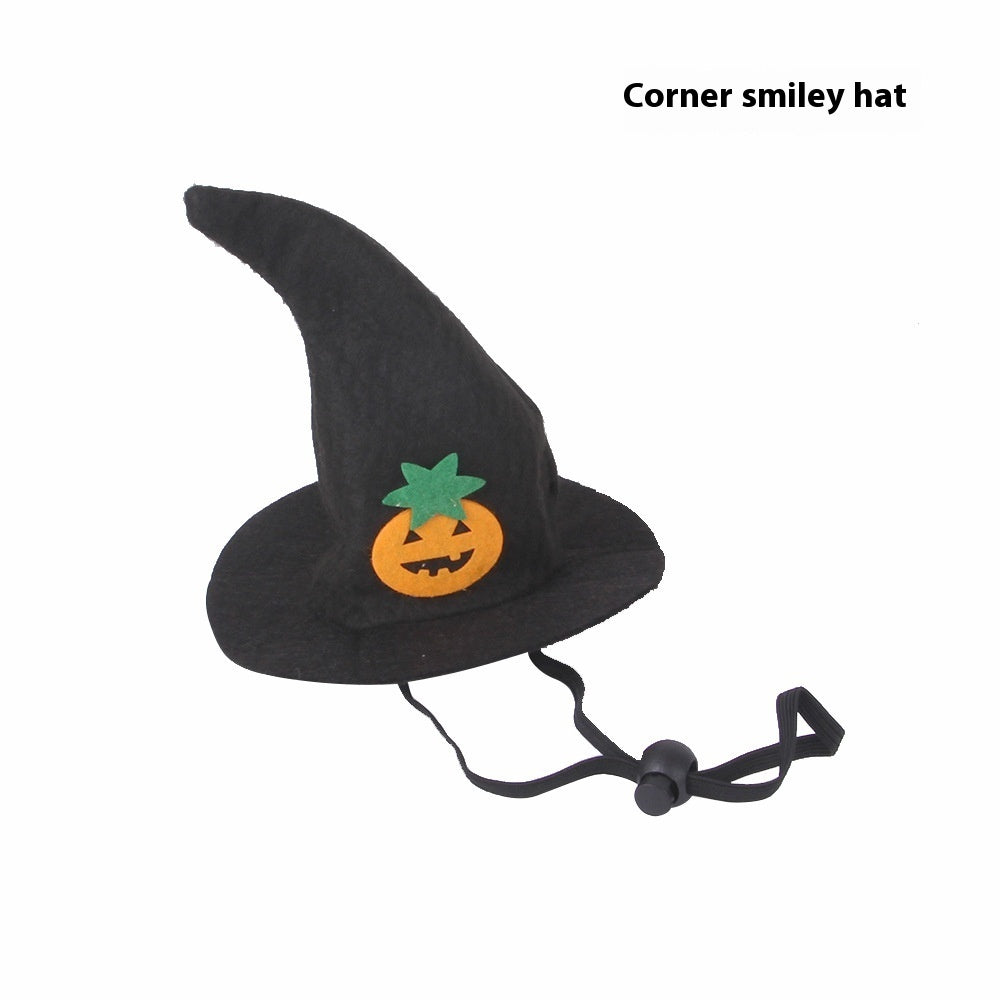 KFX-0321981 Pet Cat Pumpkin Hat for Halloween - Adjustable Cloth Headgear with Embossed Design