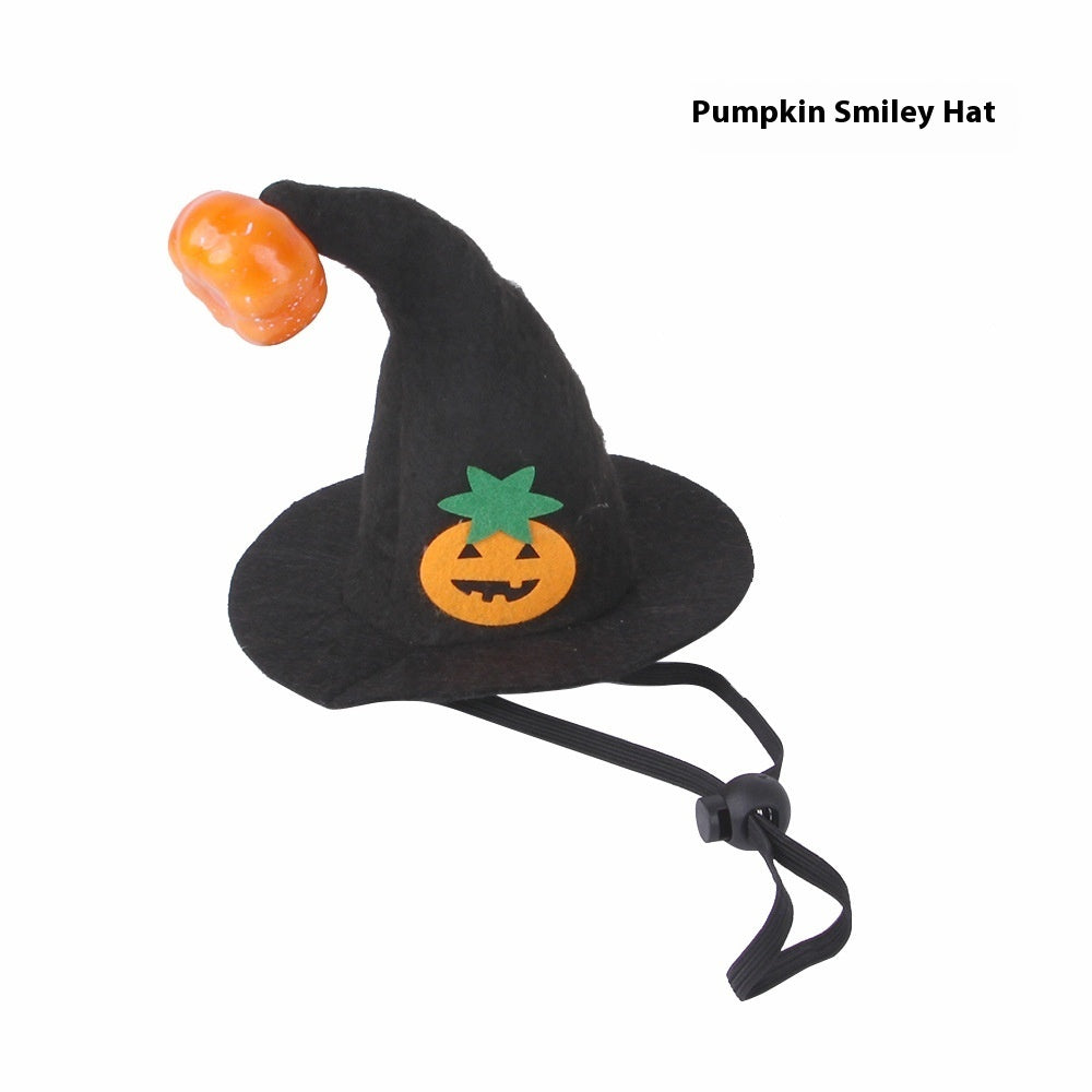 KFX-0321981 Pet Cat Pumpkin Hat for Halloween - Adjustable Cloth Headgear with Embossed Design