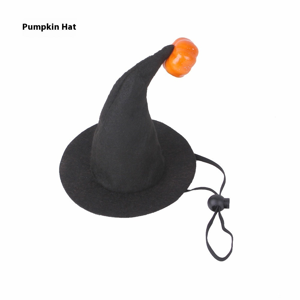 KFX-0321981 Pet Cat Pumpkin Hat for Halloween - Adjustable Cloth Headgear with Embossed Design