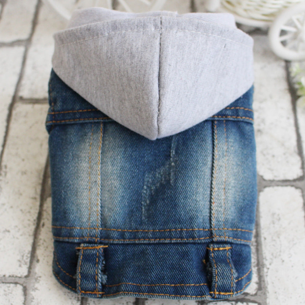 KFX-0323517 Denim Vest Coat for Pets - Casual Spring/Summer Outfit in Blue