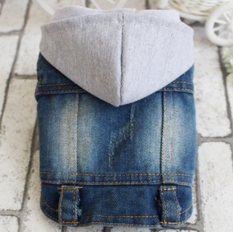 KFX-0323517 Denim Vest Coat for Pets - Casual Spring/Summer Outfit in Blue