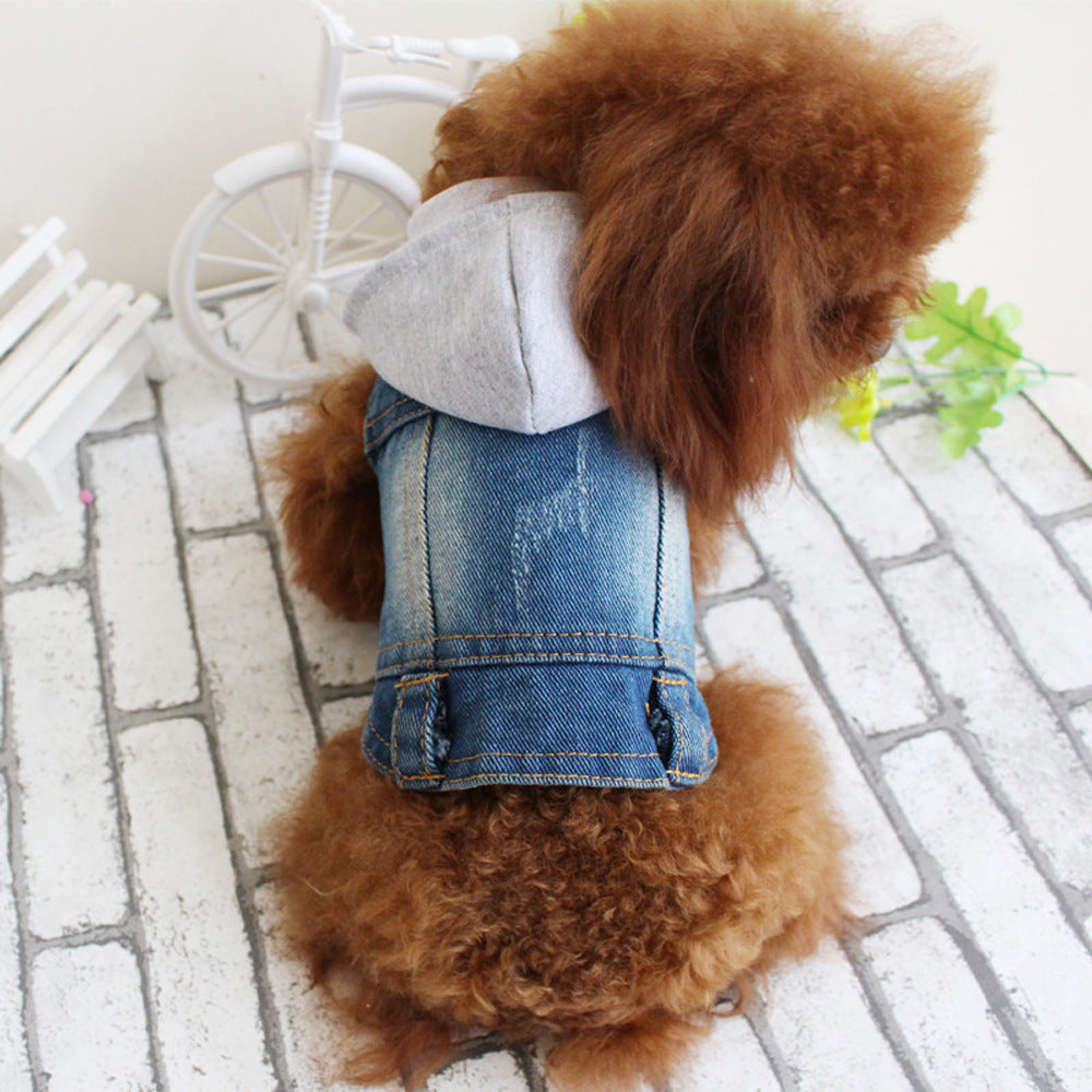 KFX-0323517 Denim Vest Coat for Pets - Casual Spring/Summer Outfit in Blue