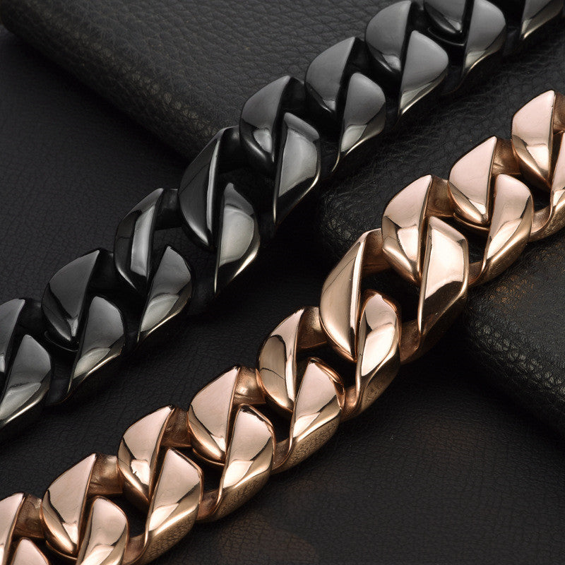 KFX-0326717 Stainless Steel Dog Leash in Rose Gold and Black - 32MM Wide, Adjustable Lengths for Medium and Large Dogs