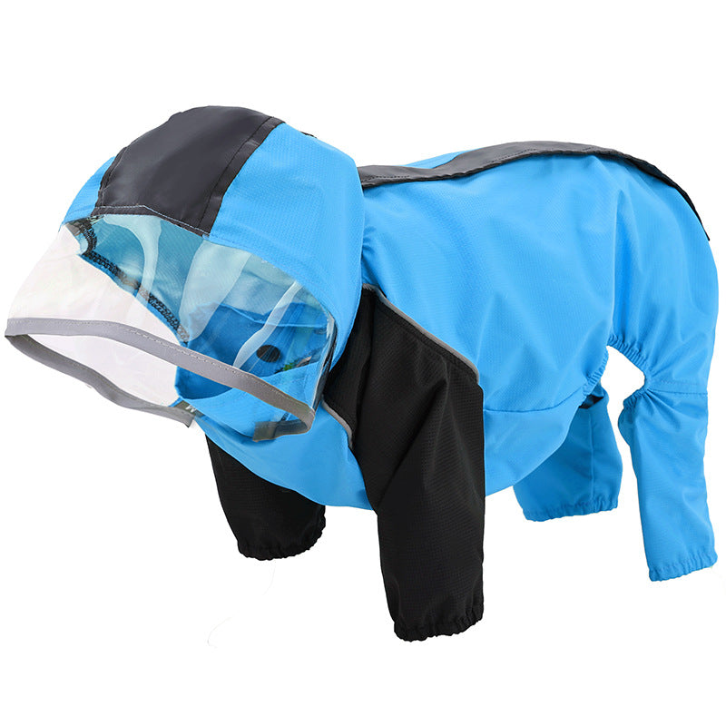 KFX-0327101 Waterproof Dog Poncho - All-Weather Pet Raincoat in Blue, Yellow, Green (Sizes M to 3XL)