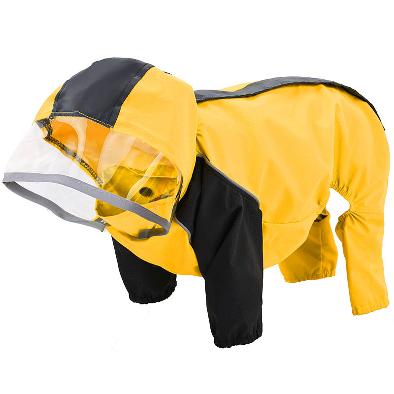 KFX-0327101 Waterproof Dog Poncho - All-Weather Pet Raincoat in Blue, Yellow, Green (Sizes M to 3XL)